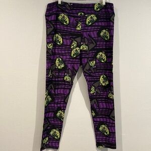 Lularoe Purple and Black Frankenstein and Witch Patterned Leggings-Tall & Curvy2